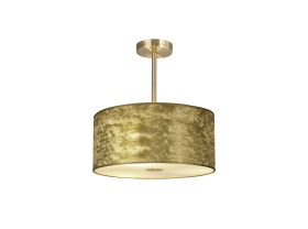 DK0832  Baymont 40cm Semi Ceiling 3 Light Antique Brass Gold Leaf/White Laminate